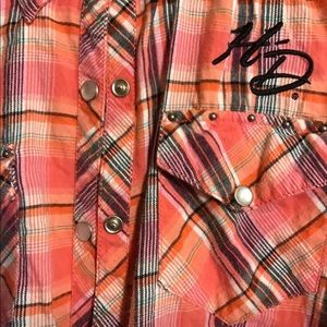 Harley Davidson sleeveless plaid shirt